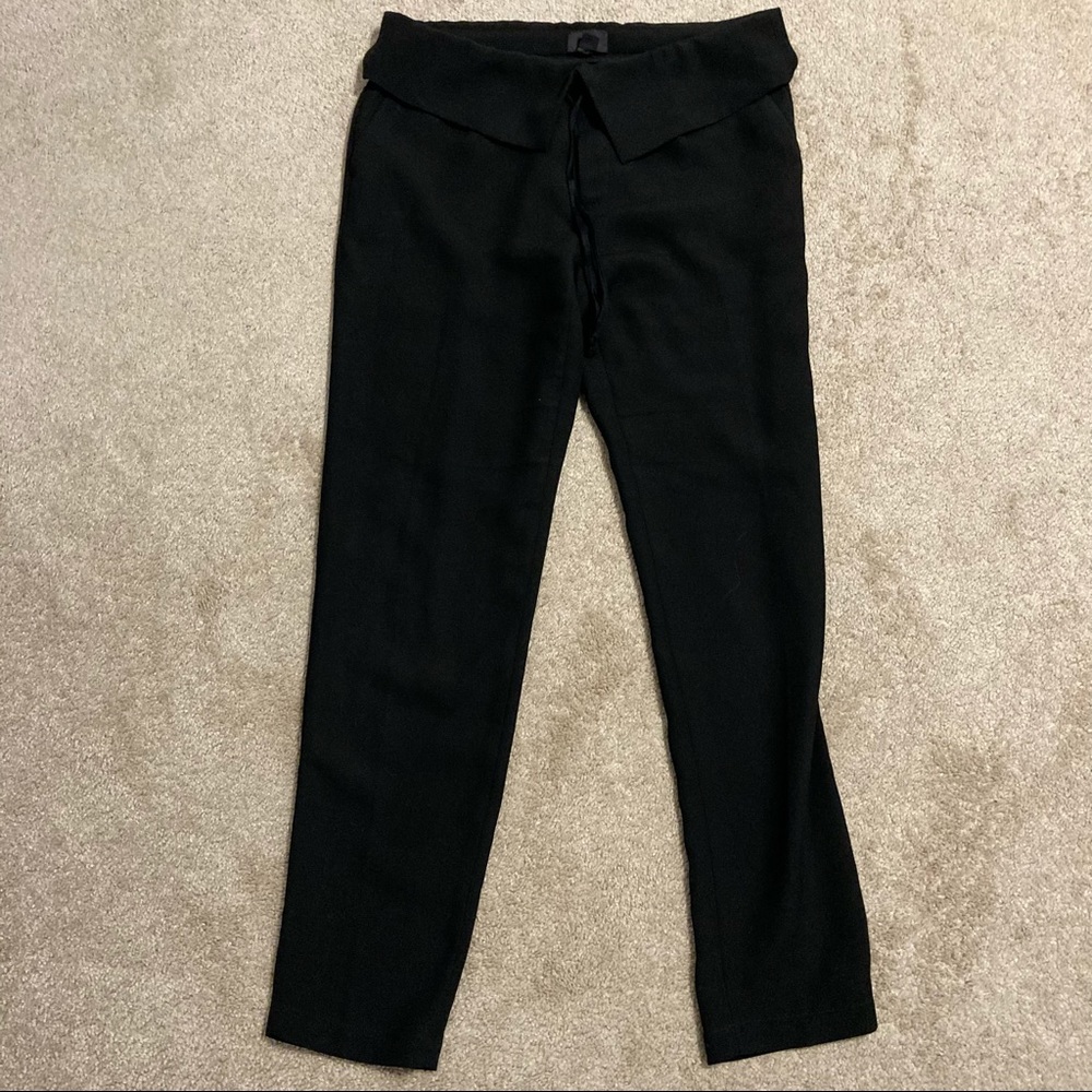 Black dress pants with foldover top and drawstring